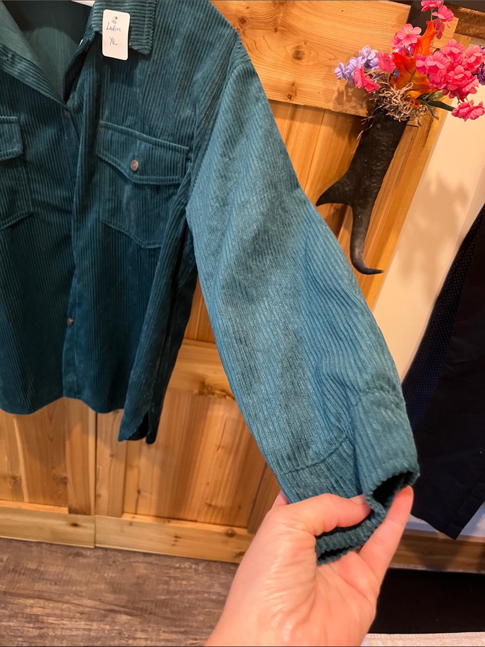 Workshop Republic Clothing Teal-Green Corduroy Button-Down Shirt - Picture 6 of 10